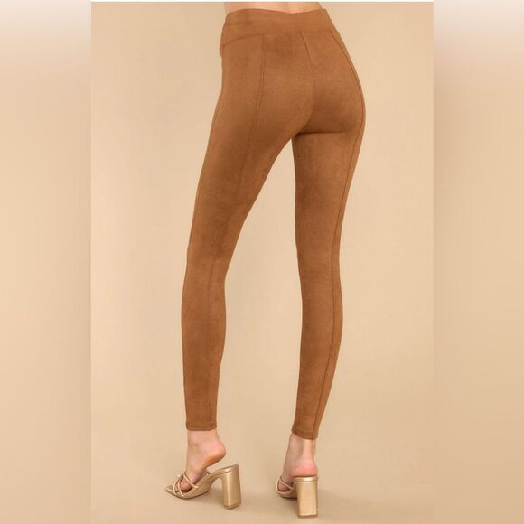 Spanx Faux Suede Leggings Rich Caramel Stretch High Rise. NWT. Large - Picture 4 of 14